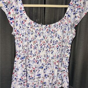 Japna Floral Print Women's Blouse - Blue, Red, White